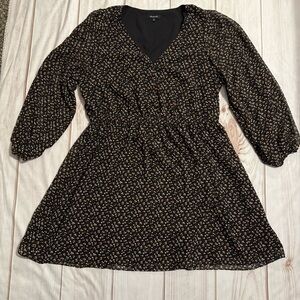 Madewell (Re)sourced Georgette Button-Front Mini Dress Adorable Ditsy Black XL